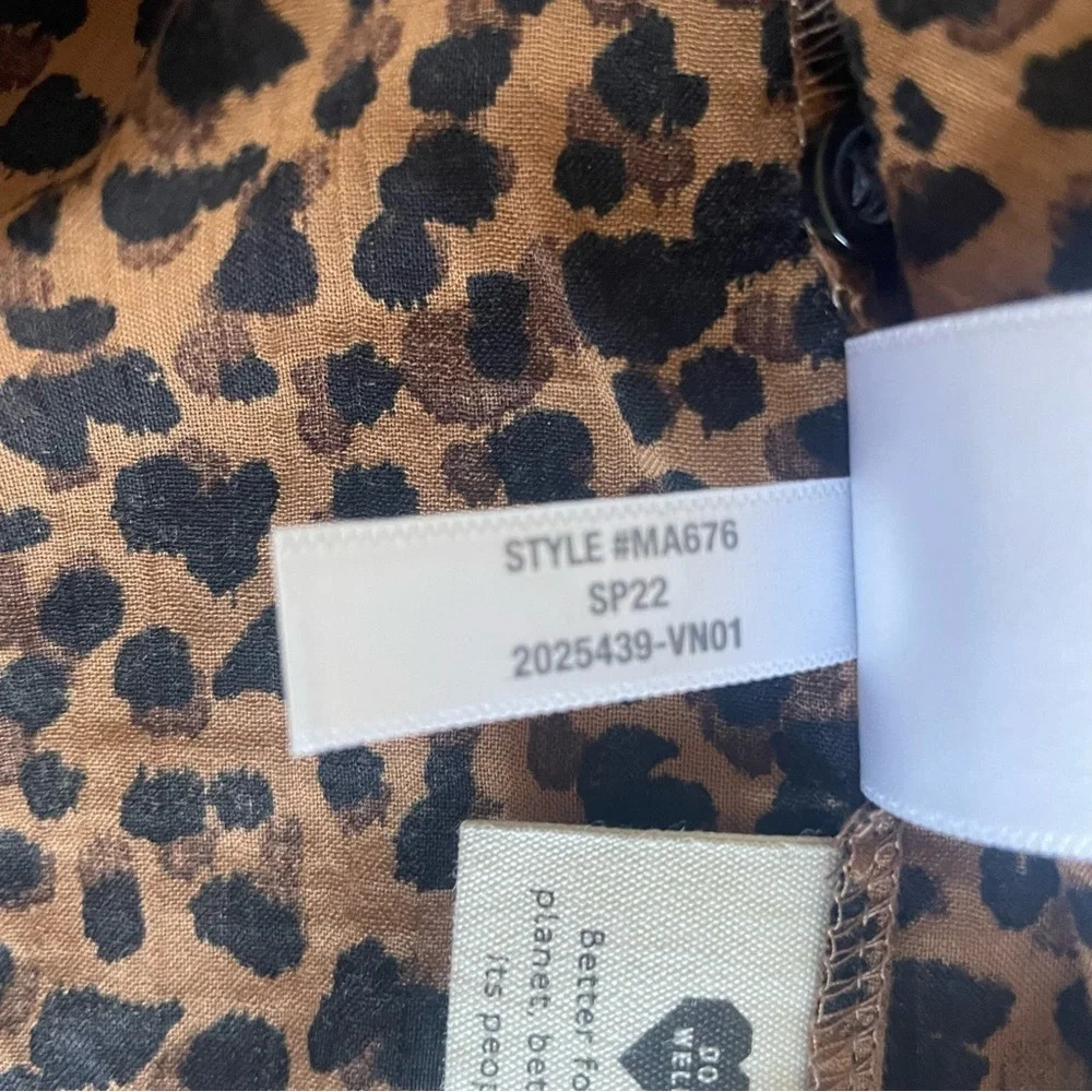 Madewell Balloon-Sleeve Button-Up Top Leopard 30922 - Picture 8 of 9